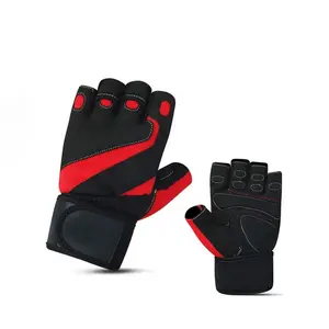 Fingerless Fitness Women Gym Gloves Red Black Set Body Custom Logo Weight Lifting Workout Gloves