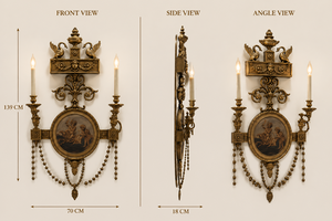 Luxury European Venetian Baroque <b>Wall</b> <b>Sconce</b> Premium Decorative <b>Wall</b> <b>Light</b> with Elaborate Ornamental Mirrorwork, Elegant Brass - Product Image 5