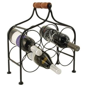 Vintage Metal Wine Rack 6 Bottle Holder Freestanding Countertop Wine Display <b>Shelf</b> Bottle Shaped <b>Rustic</b> Bronze Wine Organizer - Product Image 6