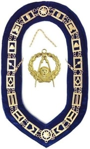Collar de Cadena Masónico Azul para Oficiales con Detalles en Oro – Joya para Diácono Superior - Regalia Masónica, Collar de Cadena Azul con Cadena Dorada - Product Image 2