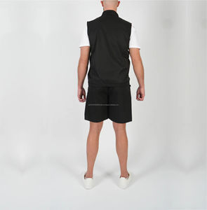 MEN'S <b>BLACK</b> SUMMERSET GILET LIGHTWEIGHT SPANDEX/POLYESTER MULTI-POCKETS ZIPPER COLLARLESS BREATHABLE CASUAL OUTERWEAR SET - Product Image 3