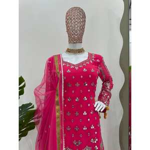 Hermoso conjunto de salwar kameez de poliéster con top, pantalón y dupatta para fiestas - Product Image 2
