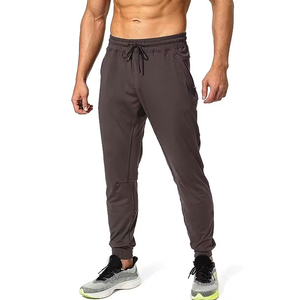 Men's Brown Cotton Sweatpants <b>Elastic</b> <b>Waist</b> Casual Joggers With Pockets Midweight Knitted Fabric Men <b>Trouser</b> men's pants - Product Image 1