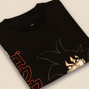 Camiseta Negra de Manga Corta para Hombre, con Serigrafía Frontal, Cuello Redondo, Estilo Casual Holgado, 100% Algodón Jersey - Product Image 3