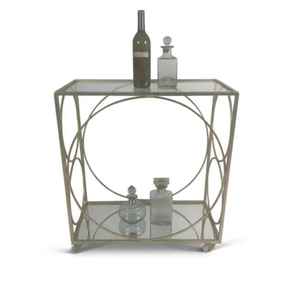 Geometric Gold Stainless Steel Bar Cart with Glass and Wood Shelves 4-Wheel Modern <b>Serving</b> <b>Trolley</b> for Home Kitchen Dining Room - Product Image 5