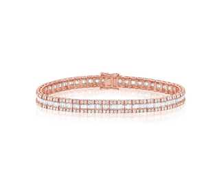 Pulsera de tenis de oro macizo de 10k, 14k, 18k con diamantes cultivados en laboratorio, corte mixto redondo y baguette, multicorte, apilable, para boda, de fabricante - Product Image 5