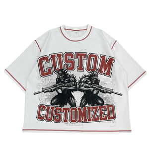 T-shirts pour hommes de haute qualité, imprimés DTG personnalisés, coupe ample et épaisse, col montant, ODM, avec surpiqûres inversées - Product Image 6