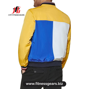 เสื้อแจ็คเก็ตบอมเบอร์สีพื้นสำหรับผู้ชาย ผ้า PU กันลม สไตล์ลำลอง ซิป คอตั้ง ทรงปกติ สำหรับฤดูใบไม้ร่วง - Product Image 3