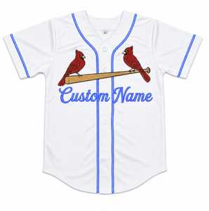 Maillot de baseball personnalisé blanc avec bordure bleu pastel, tissu mesh respirant et à séchage rapide, col en V, manches courtes, vêtements de sport - Product Image 1