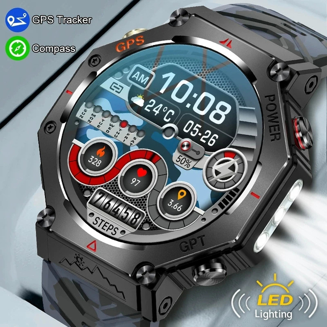 High Quality KC91 1.39inch Compass Altitude Flashlight Outdoor Smartwatch 530mah Battery 3ATM GPS Smart Watch Women Sports
