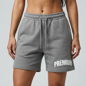 Shorts en coton pour femmes avec cordon de serrage et logo imprimé en relief, shorts décontractés d'été personnalisés, fabricant OEM - Product Image 2
