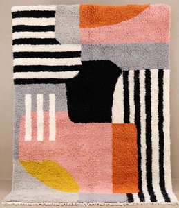 Tapis en laine Design de couleur jaune à fleurs pures, style marocain, noué à la main - Product Image 3