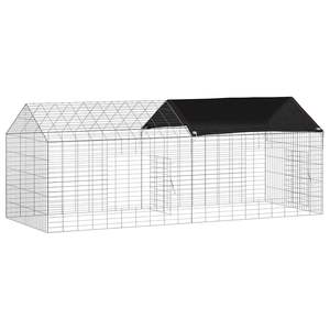 Cage à lapin en acier galvanisé argenté 400 x 78 x 78 cm pour animaux de compagnie - Product Image 6