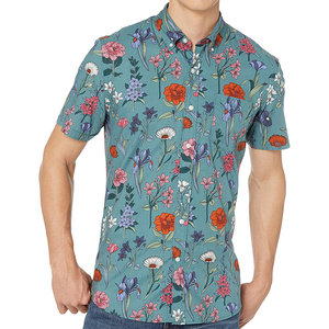 Chemise à manches courtes pour homme, imprimé floral, col boutonné, décontractée, été, 100% coton popeline tissé respirant - Product Image 2