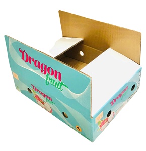 OEM Folding 5-Layer Corrugated Rectangle Dragon Fruit Cardboard <b>Boxes</b> Flexographic UV Printed Recycled Materials Agriculture - Product Image 3