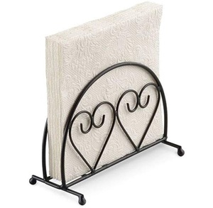 <b>Tabletop</b> Decorative Metal Napkin Holder Black Finish Iron Collectible Stand American Style Multi-purpose for Home Office Decor - Product Image 1