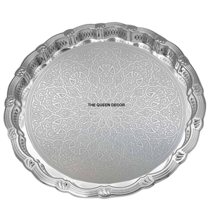 Bandeja Metálica Ideal para Decoración del Hogar y Restaurantes, Bandeja para Vajilla, Diseño Hotelero, Bandeja de Servicio Metálica con Acabado Brillante y Diseño Sólido - Product Image 1
