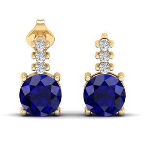 ต่างหูเงินแท้ 925 REYES ประดับมอสซาไนต์ทรงกลม 0.72 กะรัต พร้อมพลอยไพลินสีน้ำเงิน ดีไซน์หรูหรา - Product Image 2