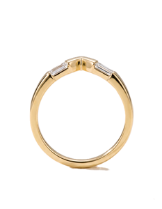 Wholesale Fine Ring 14K 18K Solid Gold Baguette Cut Lab Diamond Handmade Chevron Ring Minimalist Proposal Stackable Contour Ring - Product Image 4