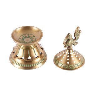 Encensoir artisanal en laiton Loban Dhoop Dani avec motif paon, brûleur d'encens traditionnel pour la maison, le bureau ou le temple - Product Image 5