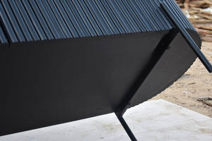 Aparador Moderno de Lujo con Cubierta de Mármol Natural, Elegante Mueble Buffet Negro Acanalado con Silueta Ovalada y Patas de Latón Dorado - Product Image 6