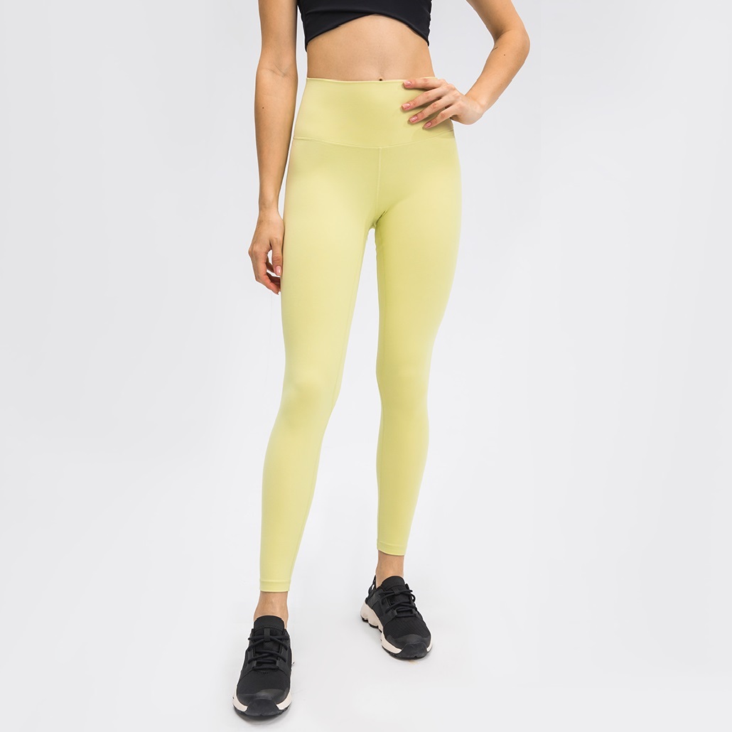 High Waisted Seamless Yoga Leggings Full Length Solid Color Women's Fitness Pants Spandex Nylon Elastic Waist