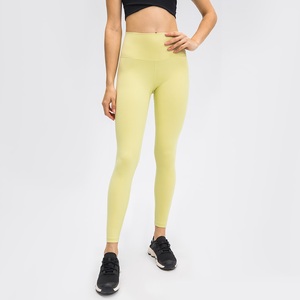 Leggings de yoga taille haute sans couture, longueur intégrale, couleur unie, pantalon de fitness pour femme, élasthanne, nylon, taille élastique - Product Image 1
