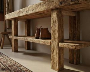 Mesa Consola de Madera Maciza para Entrada con Acabado de Madera Natural, Estructura Resistente y Almacenamiento para Muebles de Sala - Product Image 2