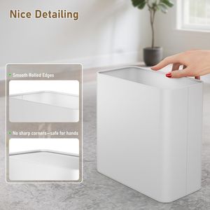 Cestino per Rifiuti in Acciaio Inox da 2,4 Galloni, Contenitore Sottile in Metallo per Ufficio, Camera da Letto, Cucina o Bagno - Product Image 2