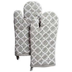 Manoplas grises oscuras para panadería con aislamiento de rayas de diamante antideslizante para cocinar manoplas de horno certificadas GOTS de algodón orgánico resistentes al calor - Product Image 3