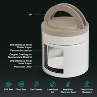 Boîte à lunch portable en acier inoxydable de qualité supérieure, design moderne, avec couvercle en PP empilable, pot alimentaire cylindrique en porcelaine de 700 ml (23 oz) de qualité alimentaire