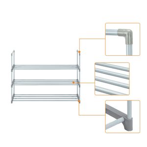 Scarpiera a 3 livelli in MDF, scaffale portaoggetti salvaspazio dal design semplice per camera da letto, ingresso, corridoio, armadio, colore grigio RT - Product Image 5