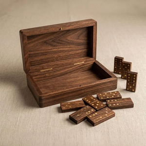 Jeu de dominos en bois personnalisé, fait main, en bois de rose, boîte gravée - Product Image 6