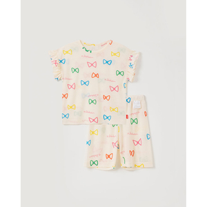 Pijamas Infantiles OZKIZ con Diseño de Lazo Estilo Coreano, 100% Algodón, Transpirables, Moda de Verano para Niñas de 2 a 6 Años, Venta al Por Mayor - Product Image 1