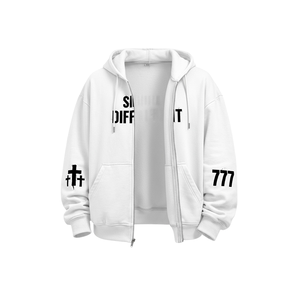 Sweat à capuche zippé en molleton 100% coton 430 g/m² coupe classique, anti-plis, séchage rapide, pour l'hiver, streetwear et sport, blanc - Product Image 2