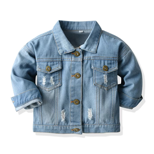 Veste décontractée d'automne pour enfants, manteau en jean déchiré, vêtement d'extérieur en denim pour petit garçon, haut à manches longues, veste en jean déchirée - Product Image 2