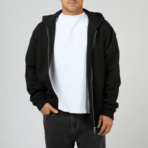 Sweat à capuche zippé surdimensionné pour homme en molleton 100% coton de haute qualité, personnalisable avec logo, style streetwear, pull zippé vierge épais - Product Image 6