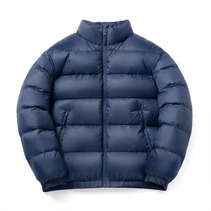 <b>Men's</b> Solid Color Puffer <b>Jacket</b> Windproof Zipper Closure Stand Collar Casual Winter Outerwear 100% Polyester Thick Filling - Product Image 2