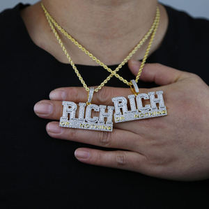 จี้รูปตัวอักษรแบบฮิปฮอปประดับมอสซาไนต์ คุณภาพสูง งานแฮนด์เมด เงินแท้ 925 ชุบโรเดียม ทรงเหลี่ยมเจียระไน - Product Image 3