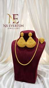 NX EVERTON Women's 24K Gold Plated Hip Hop Ethnic Jewelry Set Necklace Brass Jewelry for Wedding Party Gift - Product Image 6