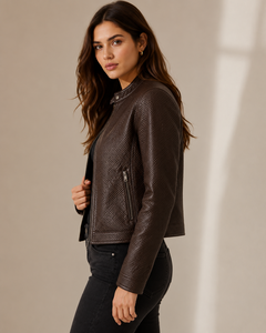 Prestige Collection Micro Intrecciato <b>Leather</b> <b>Jacket</b> Artisan Handwoven Cowhide Luxury Unisex OEM Manufacturer - Product Image 2