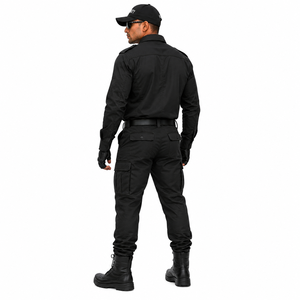 Ensemble uniforme de sécurité en gros : chemise à manches longues boutonnée et pantalon cargo, couleur unie, uniforme de travail personnalisé pour agents de sécurité - Product Image 6