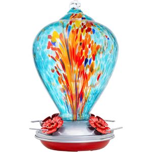 Mangiatoie per Colibrì da Giardino, Decorazioni Uniche in Vetro Soffiato, Regali per Amanti degli Uccelli, Ornamenti da Appendere per Esterni - Product Image 1