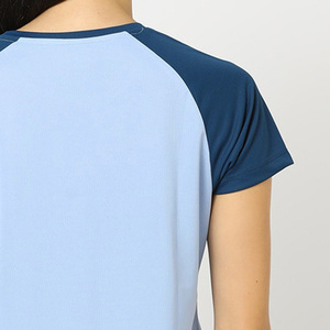 Camiseta Casual de Manga Corta para Mujer, Cuello Redondo, Color Azul Claro, con Logotipo, Secado Rápido, Algodón Orgánico, Corte Regular, Ecológica - Product Image 3