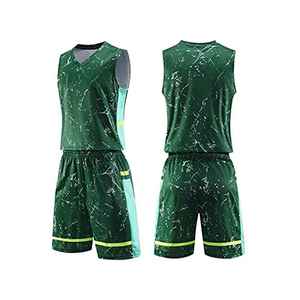Derniers uniformes de basketball personnalisés respirants et écologiques en polyester sergé avec logo frontal pour hommes - Product Image 1