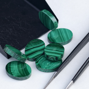 พลอยมาลาไคต์ทรงรีธรรมชาติแบบแบนสีเขียว - Product Image 6