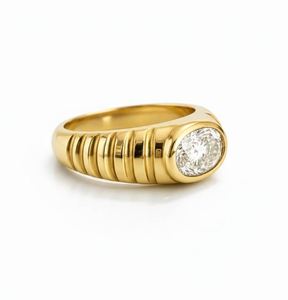 Oval Cut Moissanite Mens <b>Ring</b> 925 Sterling Silver Yellow Gold Plated Modern Engagement Band Minimalist <b>Statement</b> <b>Ring</b> - Product Image 3