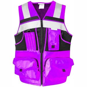 Gilet de sécurité imperméable à 10 poches, classe 1 ANSI, pour hommes et femmes, haute visibilité avec bandes réfléchissantes 3M, tissu Oxford - Product Image 5