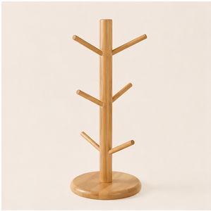 Eco-Friendly Mug Tree <b>Rack</b> With 6 <b>Storage</b> Hooks Removable Wooden Coffee Cup Holder Stand And <b>Kitchen</b> Countertop Organizer - Product Image 3