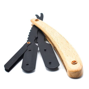 Navaja de Barbero Profesional Hecha a Medida con Doble Hoja Afilada, Nuevo Modelo, Mango de Madera para Salón - Product Image 1